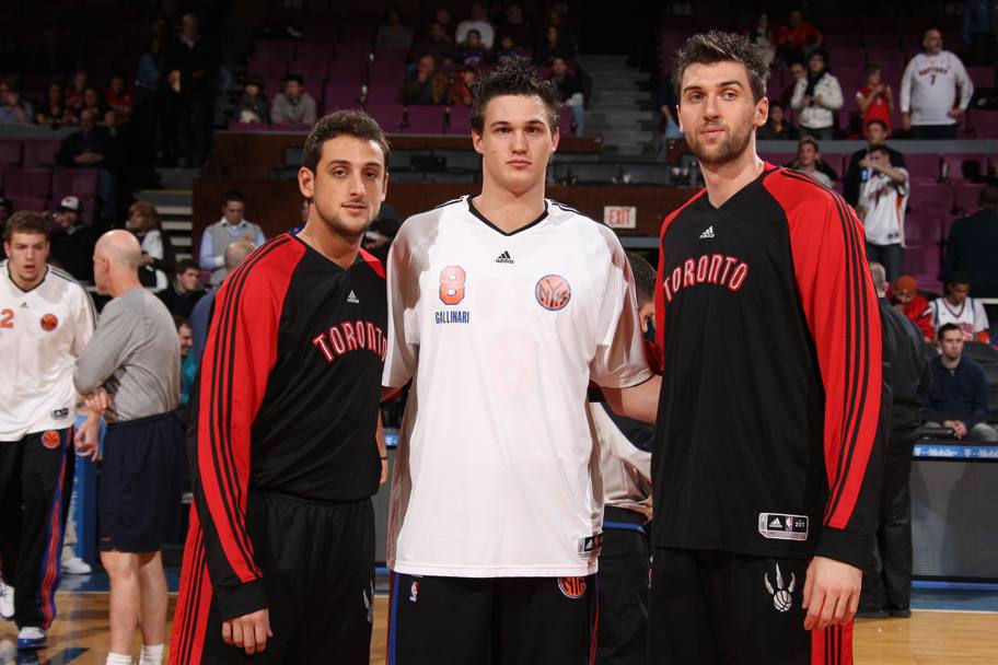 Belinelli con Gallinari e Bargnani il 15 gennaio 2010, quando in occasione di New York-Toronto al Madison Square Garden si celebra una notte italiana